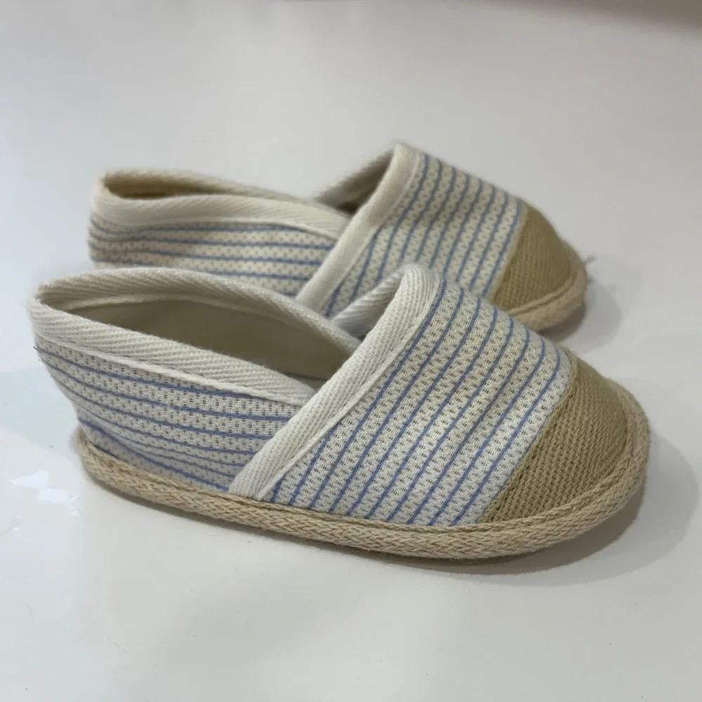 Kids Blue and Beige Moccasins